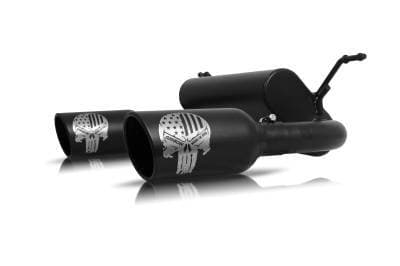 Gibson Cat- Back Performance Exhaust  2018 - 2026 Jeep Wrangler 2.0L - 3.6L  - Patriot Skull -  Dual Black Ceramic Exhaust - 76 - 0038